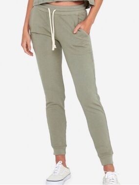 MATE the Label Organic Cotton Drawstring Terry Jogger Pants Sage Green Medium